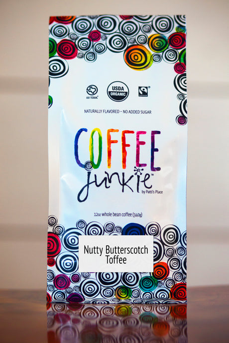 Nutty Butterscotch Toffee - Coffee Junkie Flavored Coffee- Organic, Fair Trade, Local
